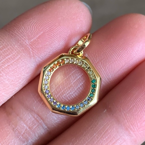 NWOT ME Rainbow Medallion Pendant Dangle Charm Sterling Silver 925 - Picture 6 of 16